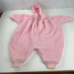 Vintage Hartstrings Baby 24 Months Pink Fleece Bunting Outerwear 3/4 Zip